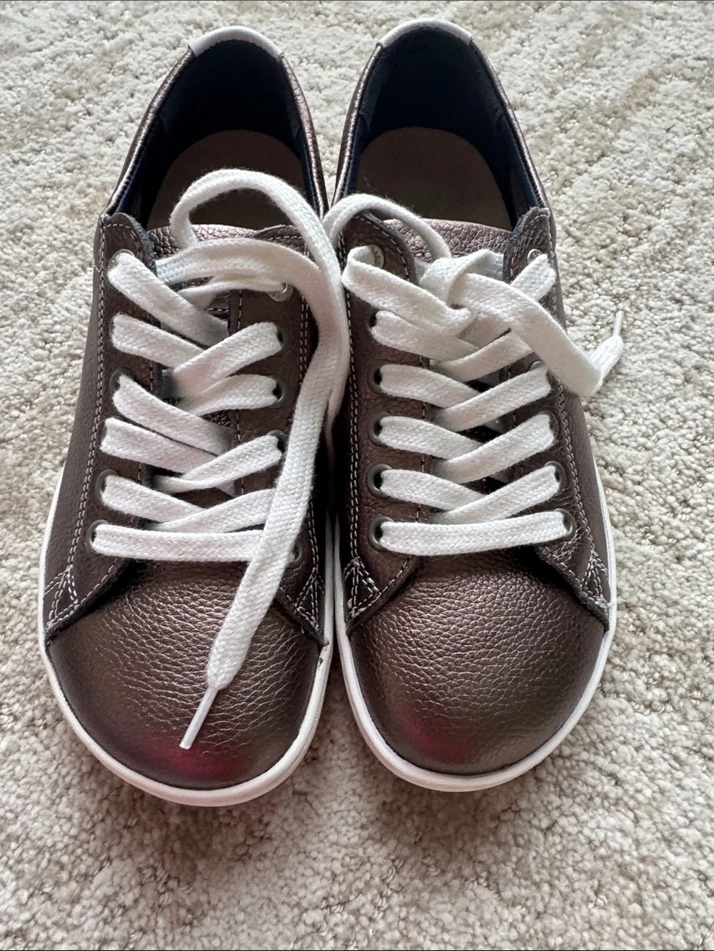 Birkenstock Bronze Metallic Low-Top Sneakers with White Laces